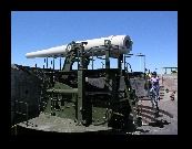 Shu Fong checks out a 10" disappearing gun at Fort Casey. This fort helped defend the NW coastline during WWI & WWII.